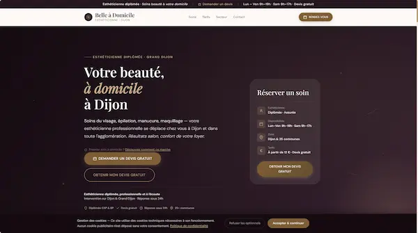 Esthéticienne à domicile : démo métier